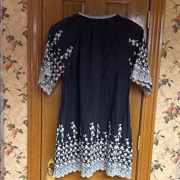 Black Dress with White Floral Embroidery by Ulla Johnson - Picture 2 of 6